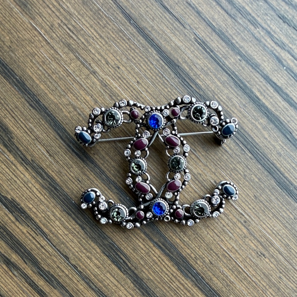 Elegant Silver and Blue Brooch